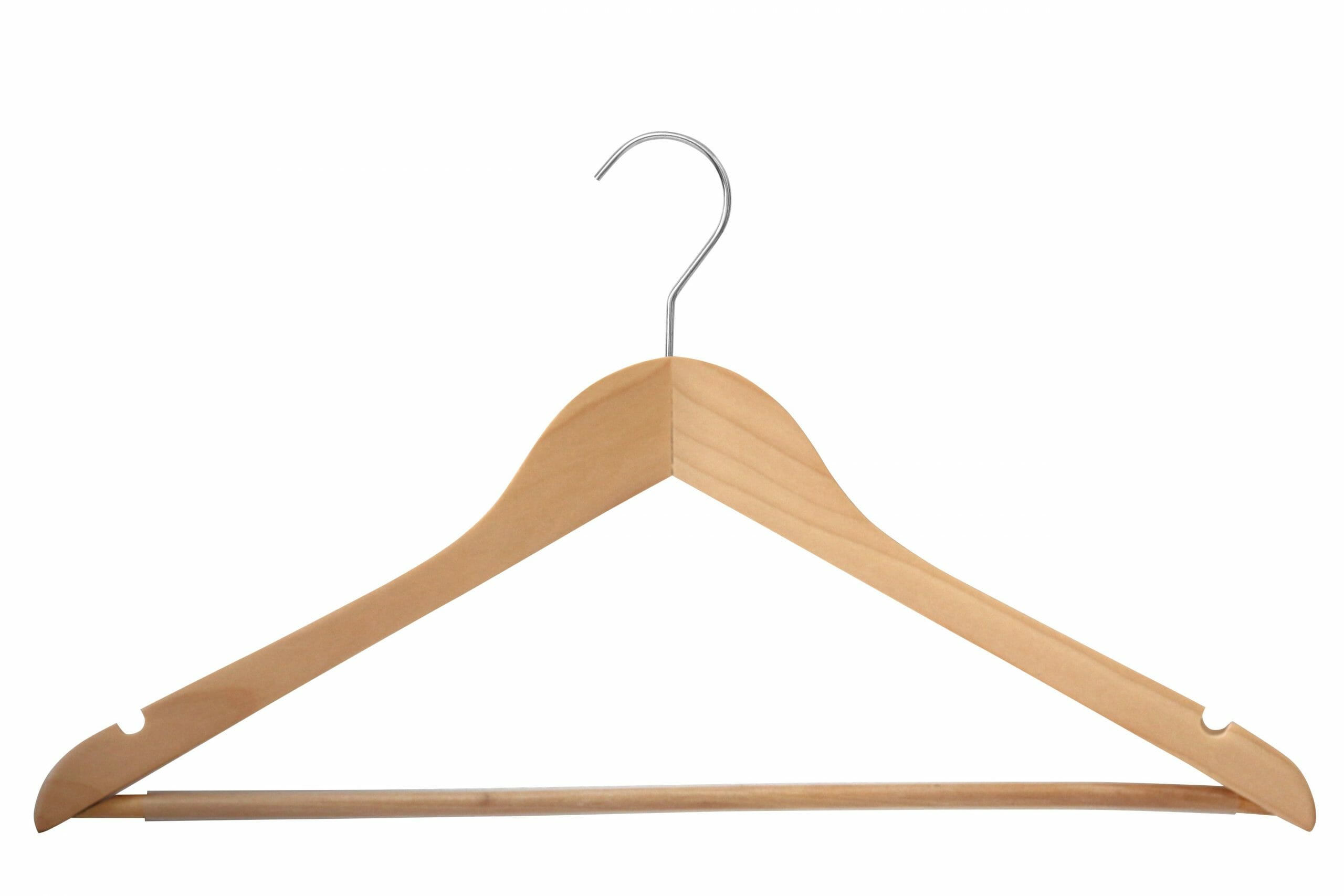 Cintre en bois avec encoches et barre antiglisse pour chemises robes et  vestes (PLA AG) - Le Cintre Francais