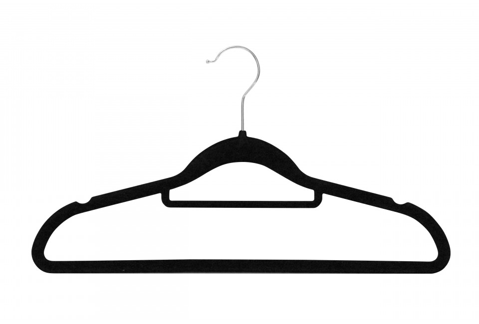 Basics Lot de 50 cintres en velours pour chemises/robes Noir