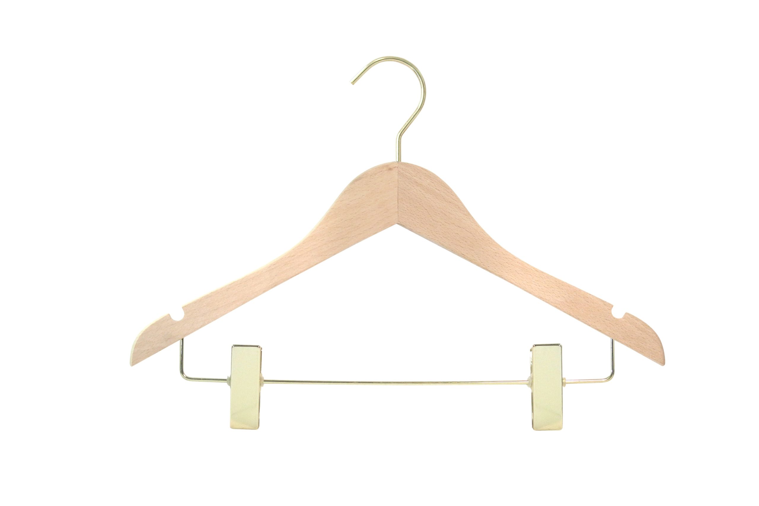 Cintre en bois avec encoches pour chemises robes et vestes - Crochet or  (SLIM OR) - Le Cintre Francais